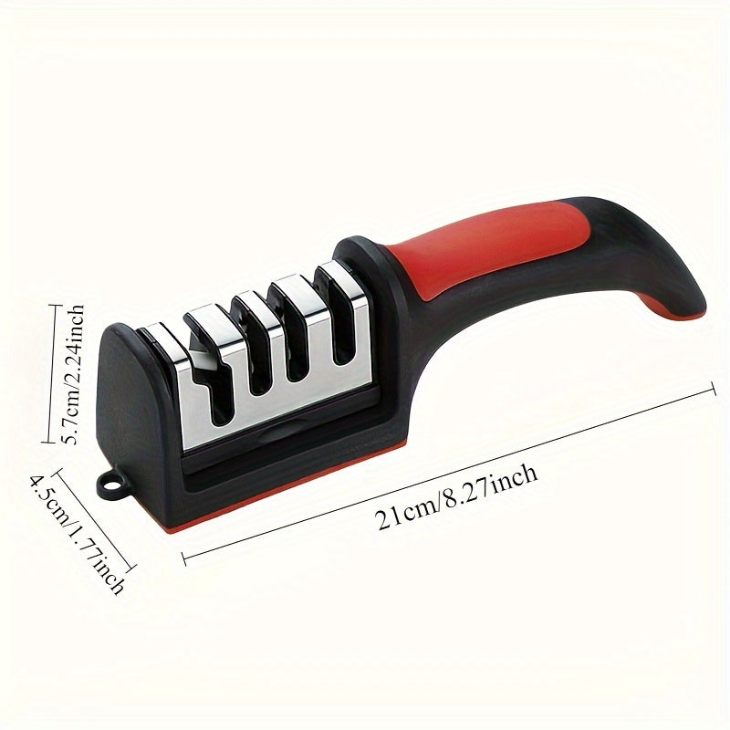 [Multi-functional Sharpener] 4-Level Professional Multi-functional Knife Sharpener | Tungsten Steel, ABS and Ceramic Sharpening Stones - Easy to Hang, Kitchen Supplies