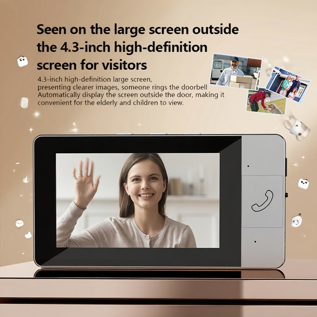 X7/NT601/X6 SMart Video Doorbell With 4.3" Display: No WiFi Needed & 128GB Storage | 300K Pixel Auto-Capture + 3+ Month Battery | 90-Min Charging - Home Security System For Apartments/Houses