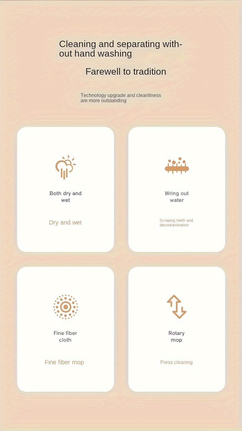 A Set of Sewage Separation Free-Standing Mop Buckets, Household Rotary Floor Mops, Lazy Mops, Dust-Removal Mops, Dry And Mops, Is Very Suitable for Home, Kitchen, Bathroom Floors, Cleaning Supplies