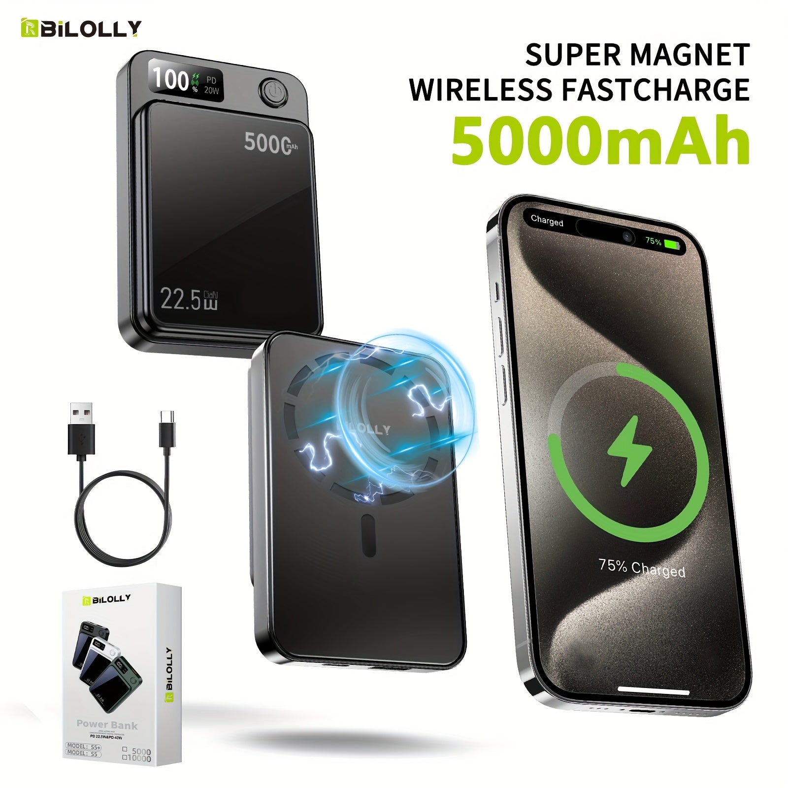 New Magnetic Wireless Power Bank - Portable Charger Power Bank, 5000/10000/15000mAh Battery Pack, 22.5/30W PD Fast Charging, 15W Wireless Charging, Magnetic Battery Pack For 17/16/15/14/13/12/Pro/Mini/Pro Max And Wired Chargi
