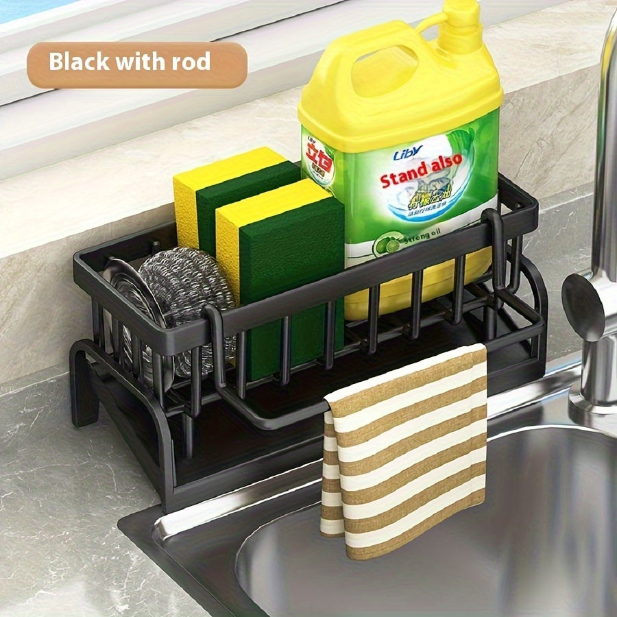 Multifunctional Plastic Kitchen and Bathroom Sink Storage Rack Set - Faucet Hanging Storage Rack, Suitable for Dishcloths, Sponges, Brushes - Durable, Kitchen Sink Drainer Rack, Dish Drainer For Kitchen, Kitchen Accessory