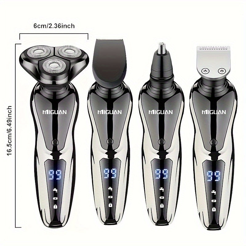 MIGUAN for Men's 3-in-1 Electric Razor & Trimmer - - Shaver with 3D Floating Blade, Digital Display, Portable Beard Trimmer and Nose Hair Shaver - All-in-One Grooming Device for and Travel, Father's Day Gift for
