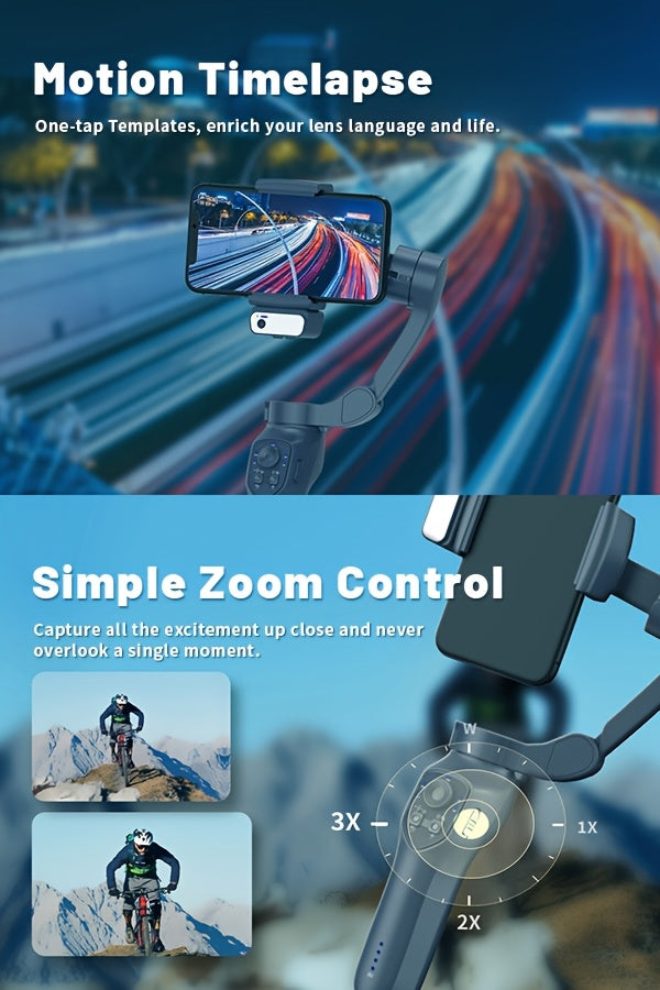 [Smartphone Gimbal Stabilizer] 3-Axis AI Tracking Smartphone Gimbal Stabilizer for Photography, Live Streaming, and Vlogging - Compact, Highprecision, Handheld, Sleek, Stable Performance