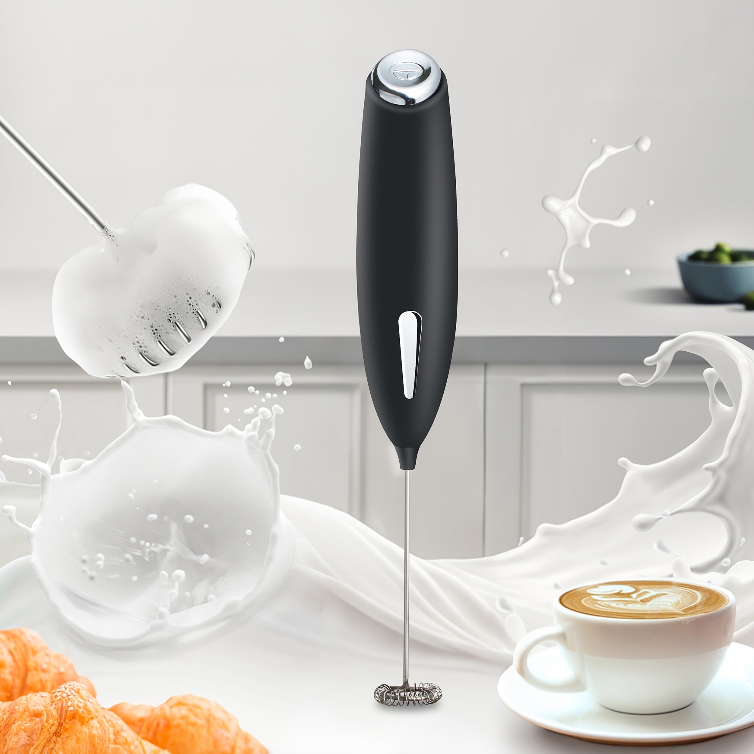 Lalayuan Powerful Electric Milk Frother & Drink Mixer - Heavy-Duty Stainless Steel Handheld Electric Whisk with 2-in-1 Design, 2-in-1 Foaming & Blending