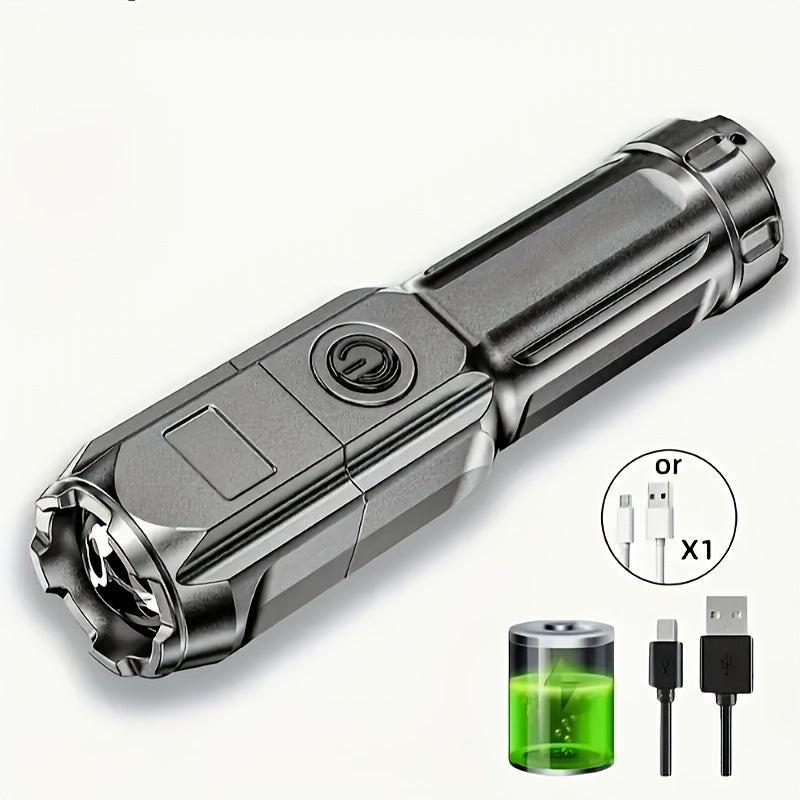 1pc Rechargeable LED Flashlight, Portable Mini Type-C Charging with 3 Modes