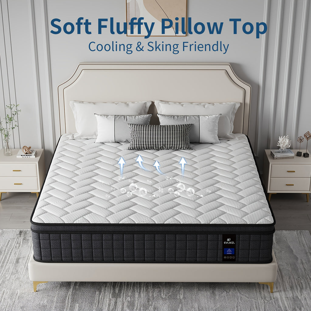10INCH/12INCH -Twin/Queen/King Size Mattress, Premium High Quality Deep Sleep Firm Mattress Extra Lumbar Support, Memory Foam Hybrid Euro Top Luxury Mattress, Individually Wrapped Pocket Coils And Motion Isolation