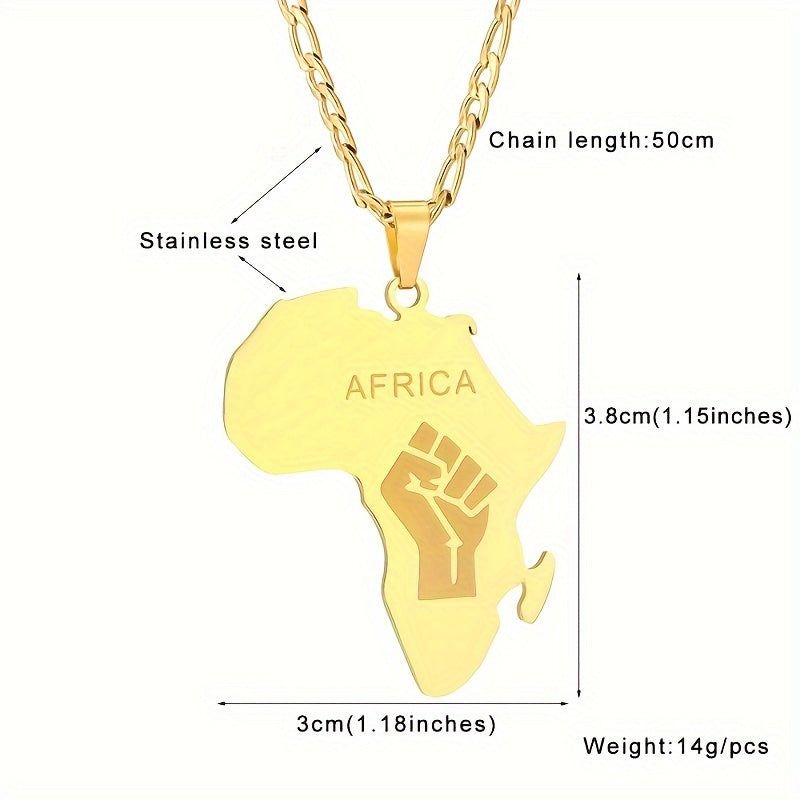 Glossy African Map Pendant Necklace