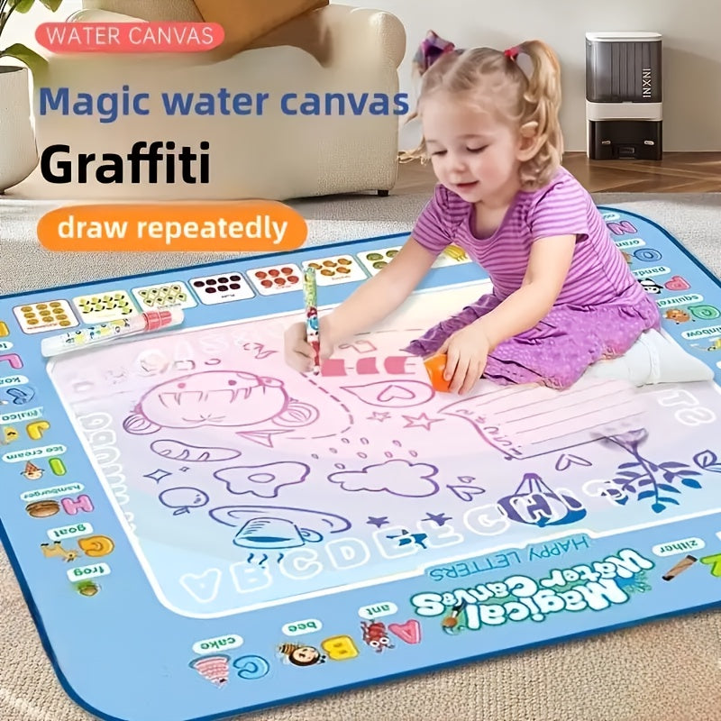 1pc Magic Water Canvas Graffiti Mat - Non-Toxic Washable Kids art mat with Water Painting, Portable Drawing Board with Soft Cloth Storage, for Home, School, Travel - Ideal Birthday or Christmas Gift for Boys & Girls, Home Lea