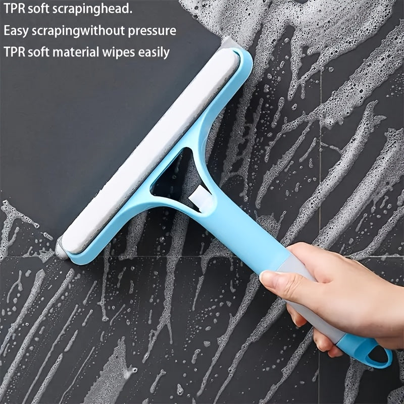 3-in-1 Multi-Functional Glass Cleaning Tool with Sprinkler - Durable Polypropylene (PP) Plastic, Efficient Mirror & Window Scraper for Bathroom, Kitchen, Living Room, Bedroom, Toilet - Easy to Use, No Residue, Bathroom Cleani