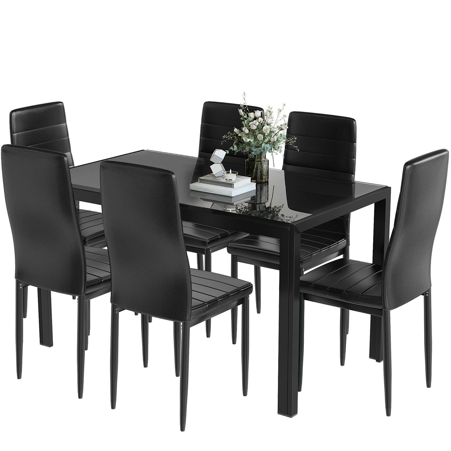 7-Piece Modern Glass Dining Table