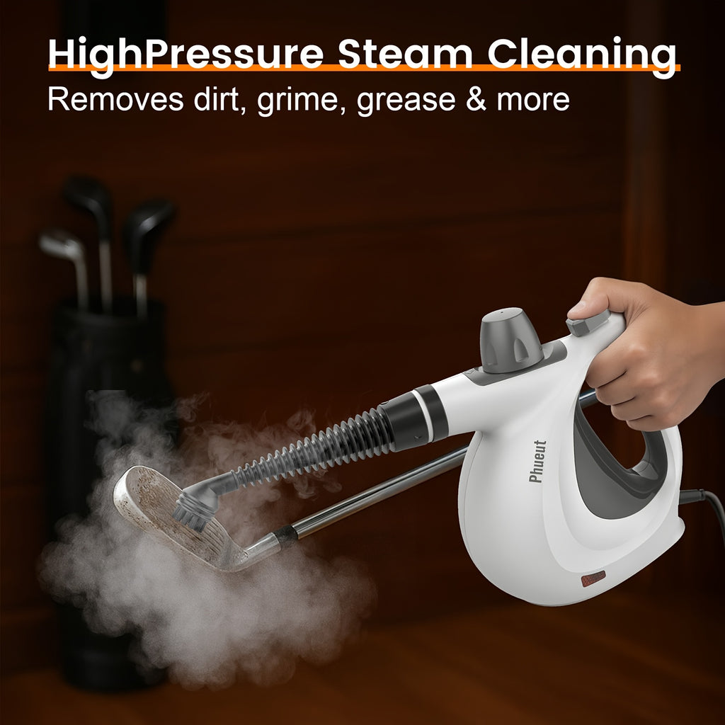 1Pc 1050W High-Power Portable Handheld Steam Cleaner Quick Heating, 12 Brush Heads For Versatile Cleaning In Kitchens, Bathrooms, Furniture & Cars - Us Plug, Large Capacity Water Tank, Steam Cleaner For Car