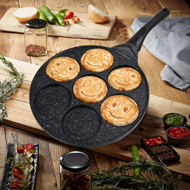 7-Hole Non-Stick Pancake Pan with Waffle Mold - Heavy-Duty Aluminum Alloy, Non-Stick Surface, Even Heat Distribution, for Pancakes, Waffles, Brownies, Crepes