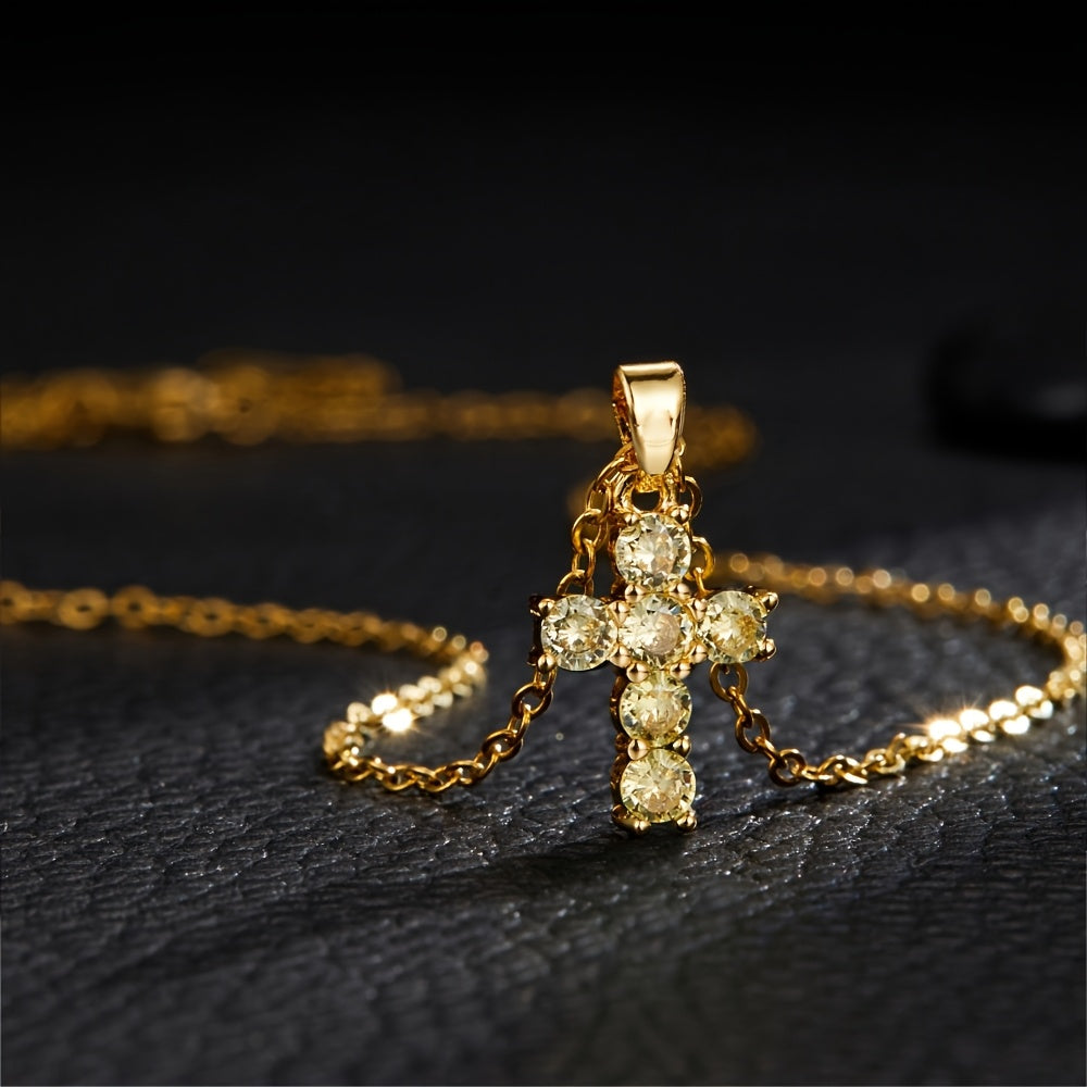 Golden-Tone Copper Cross Necklace