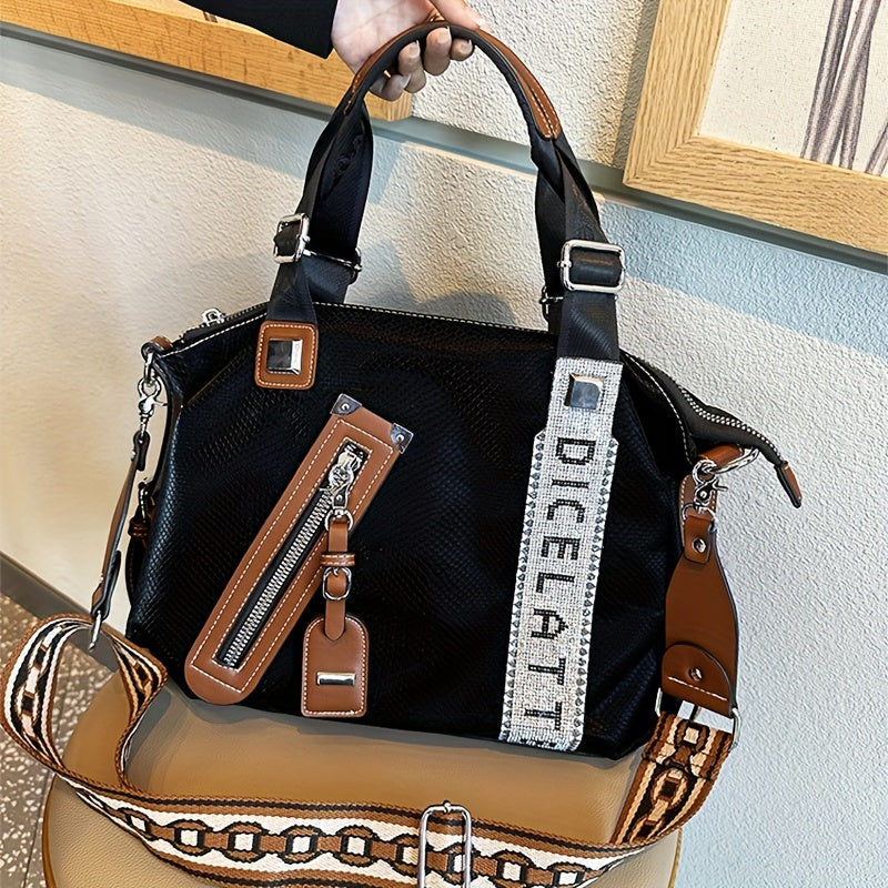 [Tote Bag] Trendy Tote Bag for Women, Large Capacity Bag, Shiny Rhinestone Decor