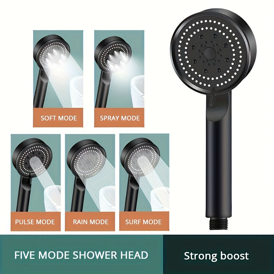 [5 Modes | High-Pressure] 5 Modes High-Pressure Handheld Shower Head | Fragrance-Free, Sensitive Light Beige, Easy Install, No Batteries - Modern Bathroom Accessory, Water Sprayer, RV Faucets, 90 Regions