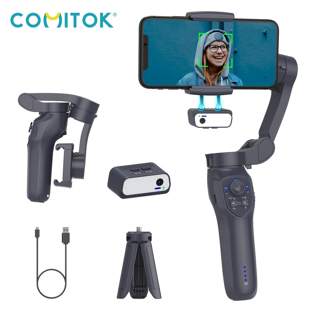 [Smartphone Gimbal Stabilizer] 3-Axis AI Tracking Smartphone Gimbal Stabilizer for Photography, Live Streaming, and Vlogging - Compact, Highprecision, Handheld, Sleek, Stable Performance