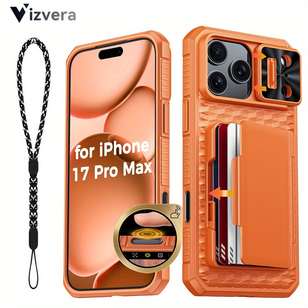 Compatible with iPhone 17 Pro Max Case Wallet (with mobile phone lanyard with Built - in Card Holder (Stores 4 - 5 Cards) | Slide Lens Cover & with Camera Control Capture Button |Halloween gifts/Thanksgiving gifts/Christmas g