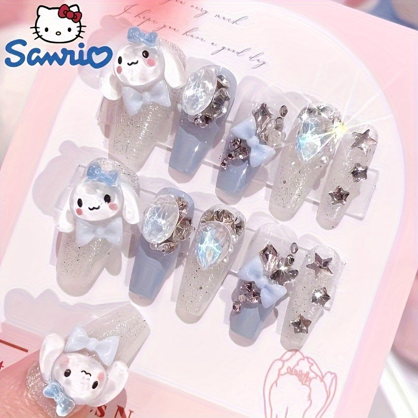 [Authorized] Sanrio Xinnamorol Nail Patch - Cute Sanrio Character Medium Length False Nails with Matte Finish, No Glitter Flavor, Easy Application Nail Decorations for Hands & Feet - Perfect for Sanrio Fans & Gifts