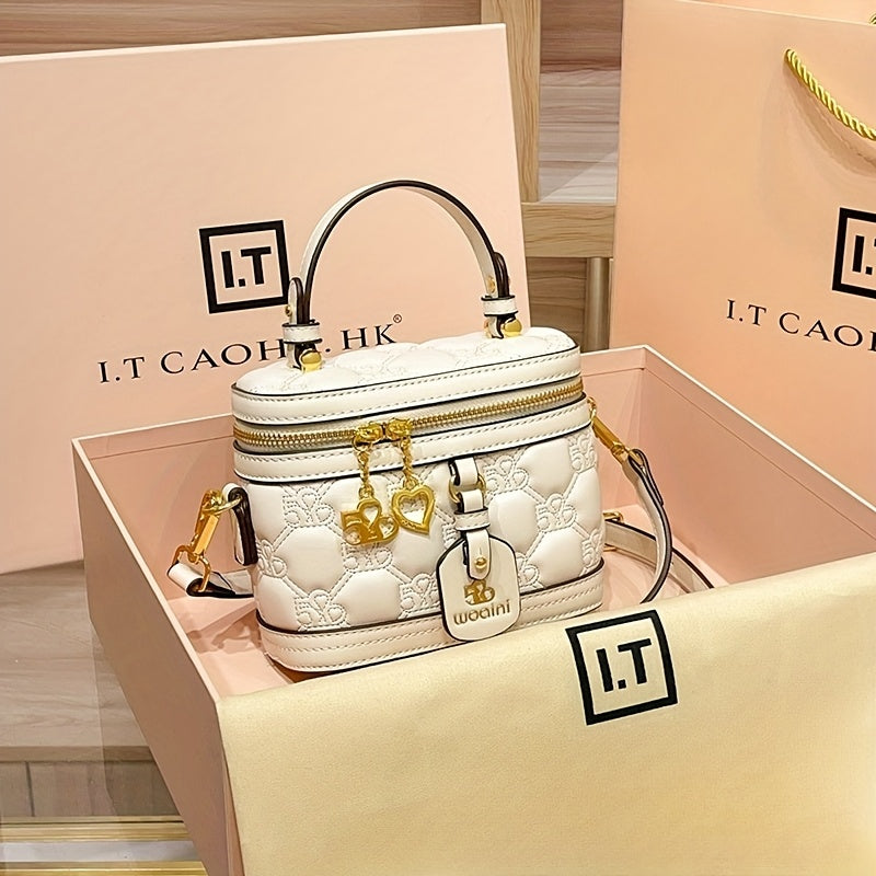 [Luxury Box Bag] High-End Retro Mini Box Bag | Light Luxury Niche, Women's Cross-Body Bag, Zipper Closure, Detachable Shoulder Strap, Valentine's Day Gift for Girlfriend, Perfect for Daily And Commuting Us