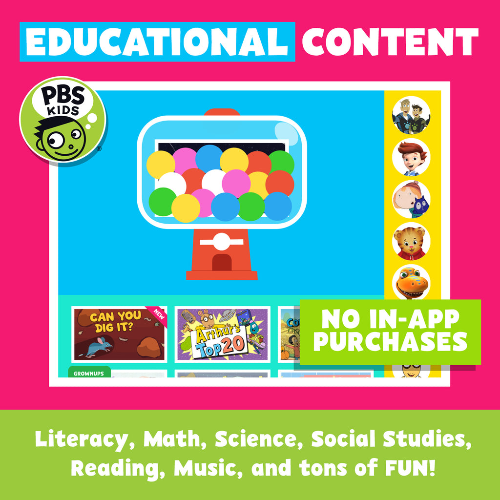 PBS Kids - Playtime Pad 2.0 - 7" HD Kids Safe Tablet + Live TV