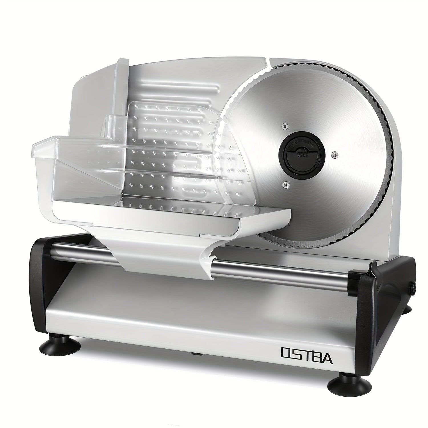 OSTBA Electric Meat Slicer with Child Lock Protection, Removable 7.5" Stainless Steel Blade & Food Carriage, Adjustable Thickness for Meat, Cheese, Bread (150W/200W)