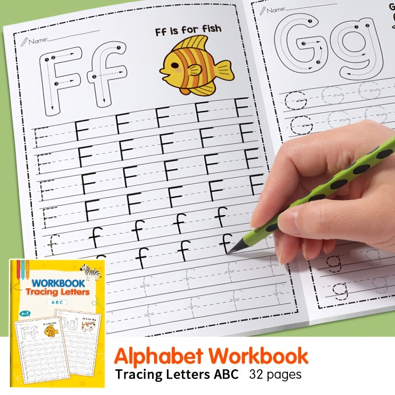 32-Page Children's Handwriting Practice Book, Copybook Workbook for Preschoolers Learning to Write, Pen Control Training Aid Suitable for Home and School Use, School Supplies, , Structured Writing, Learning Activity Book, Eas