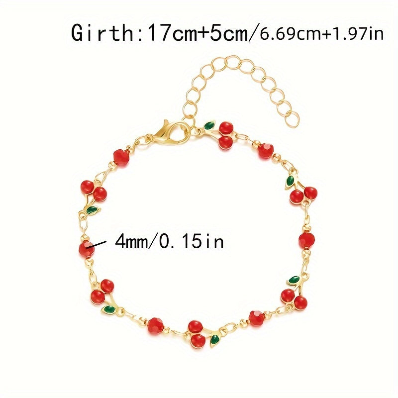 Elegant Cherry Charm Bracelet for Women - Sweet & Cute, Versatile Fashion Accessory Perfect for Casual Attire or Gifting