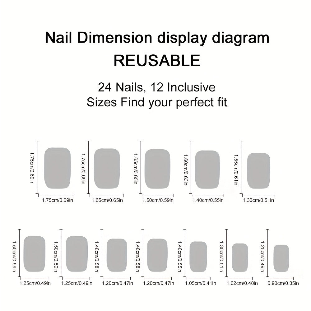 24pcs Short Square French Tip Press-On Nails with Glue - Pink & Reusable Fake Nails Suitable for Women, Parties, Weddings, Daily Wear - Easy Application, No to Nails