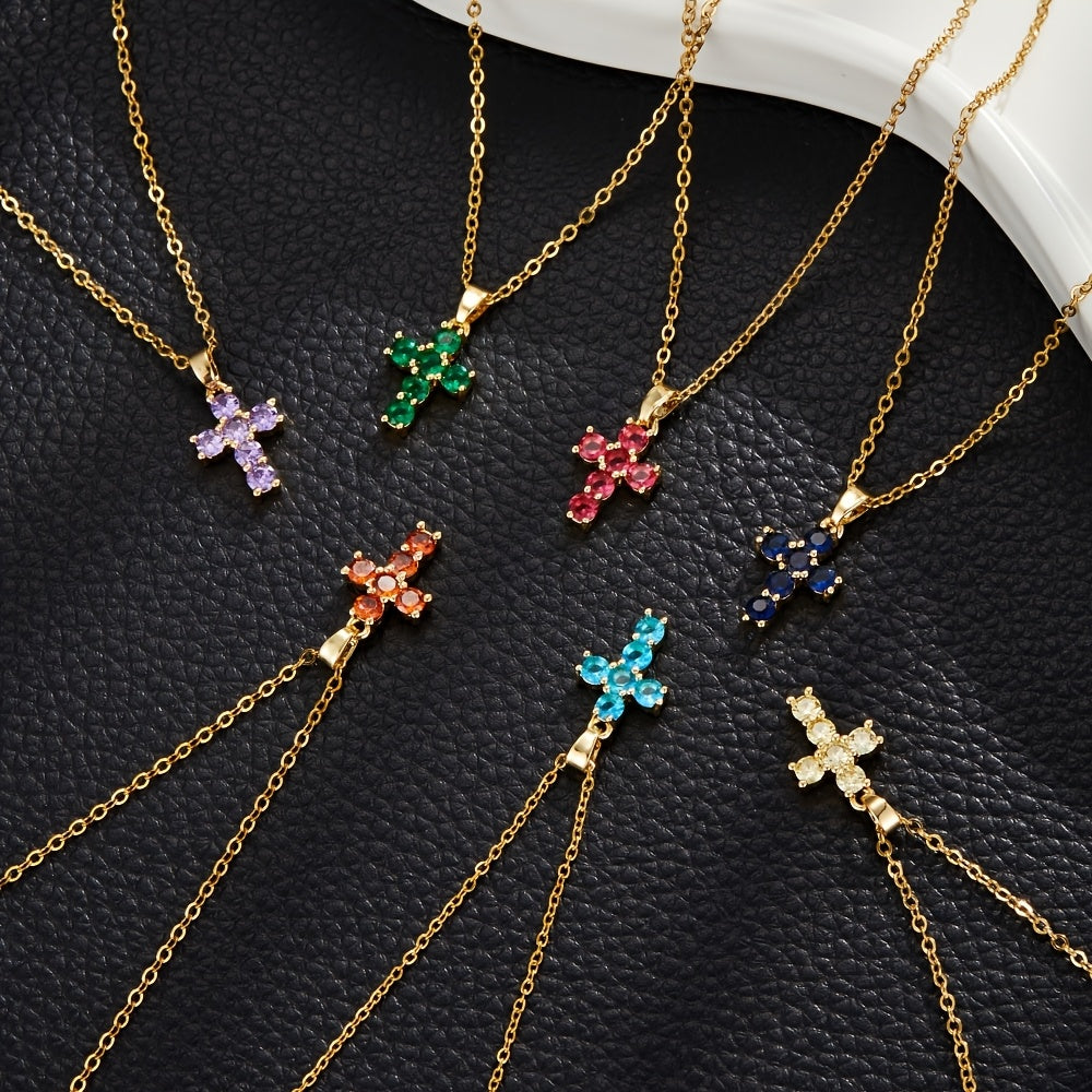 Golden-Tone Copper Cross Necklace