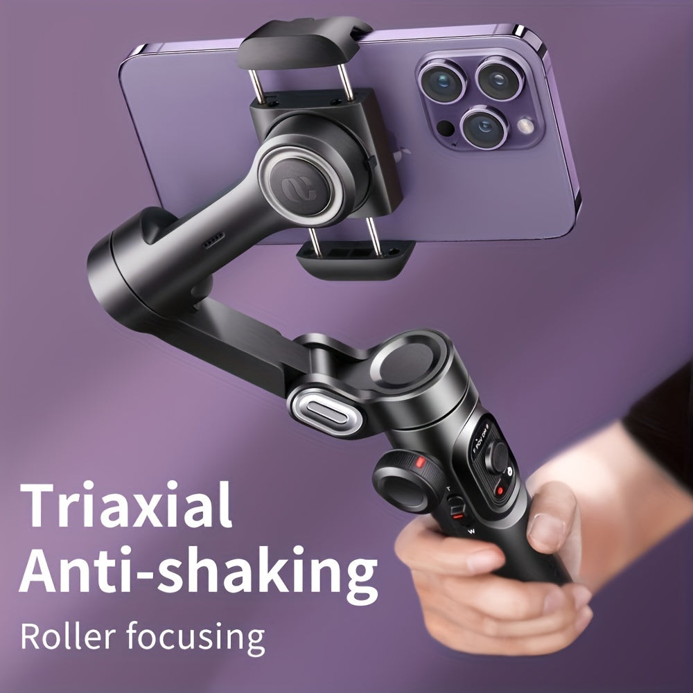 [ Gimbal Stabilizer]AOCHUAN Smart XE, Foldable And Portable Gimbal Stabilizer, Three-axis Stabilization And Anti-shake, 360-degree Rotation AI Automatic Face Tracking Shooting, Suitable For Panorama Gesture Control, Compatibl