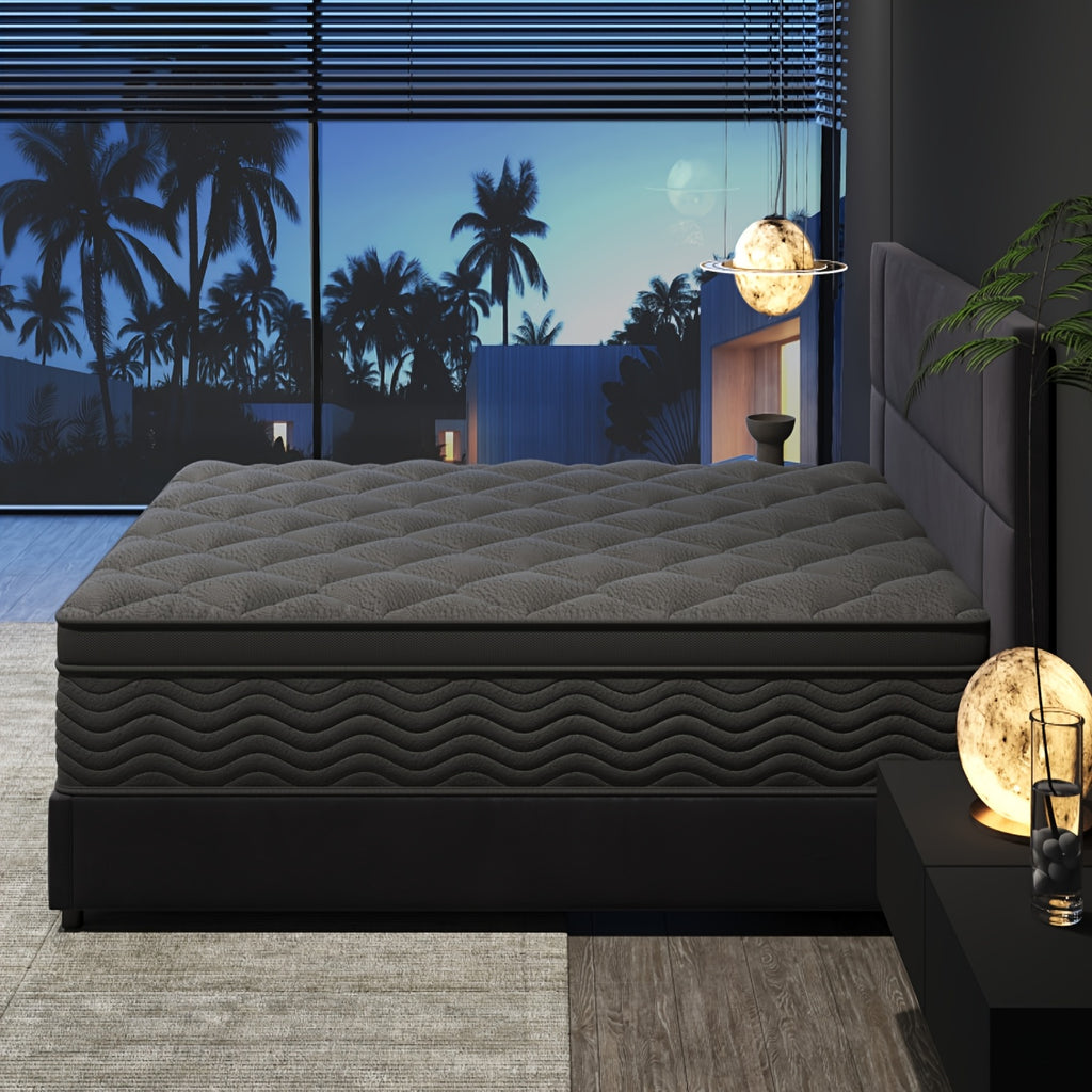 10/12 Inch Mattress Full Queen Size Memory Foam - Ergonomic Design, Medium Firm Hybrid Mattress, Luxurious Comfort With Pocket Springs, Grey Quilted Cover, Colchones Para Cama