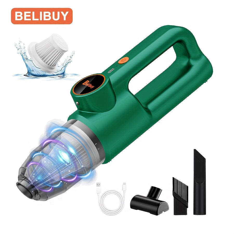 [Super Powerful Cordless Vacuum] BELIBUY 200W Super Powerful Cordless Handheld Vacuum Cleaner | 3KPa Suction, Portable Lightweight Design with Integrated Blower & Crevice Tool, Rechargeable Battery, USB Charging for Home & Ca