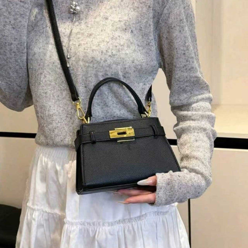 Women'S Elegant Business Casual Handbag - Structured Tote with Golden-Tone Hardware & Buckle Closure, Structured Crossbody Bag with Golden-Tone Hardware, Durable & Easy-clean Design For Office, Work, Travel - Perfect Mother'S