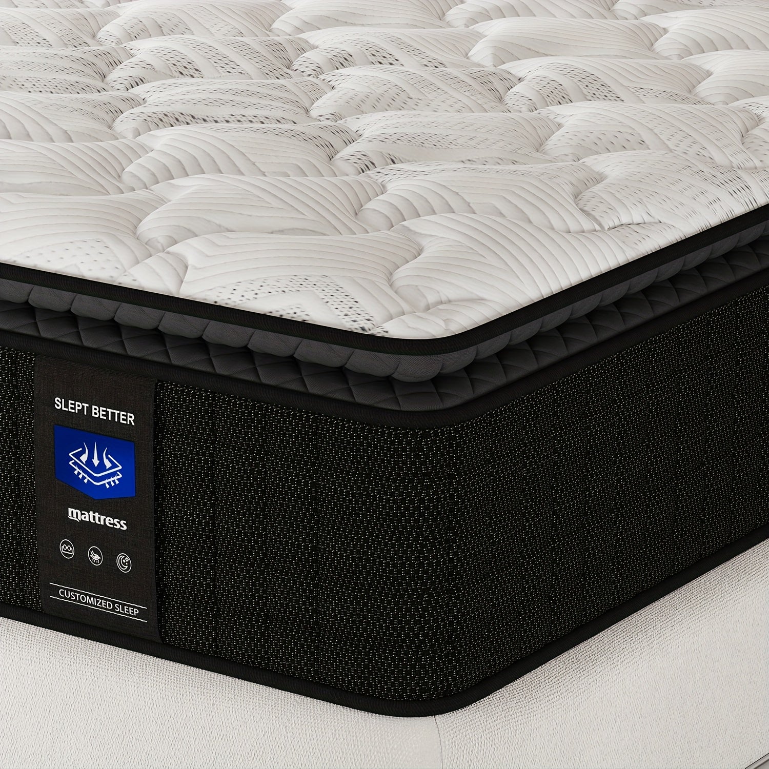 MRH 12-Inch White Box-Style Hybrid Mattress with Memory Foam & Individually Pocketed Springs - Fire-Resistant, Firm Support for Home Guest Rooms & Hotels, No Power Needed, Durable & Comfortable Sleep Solution, Hotel Bedding,