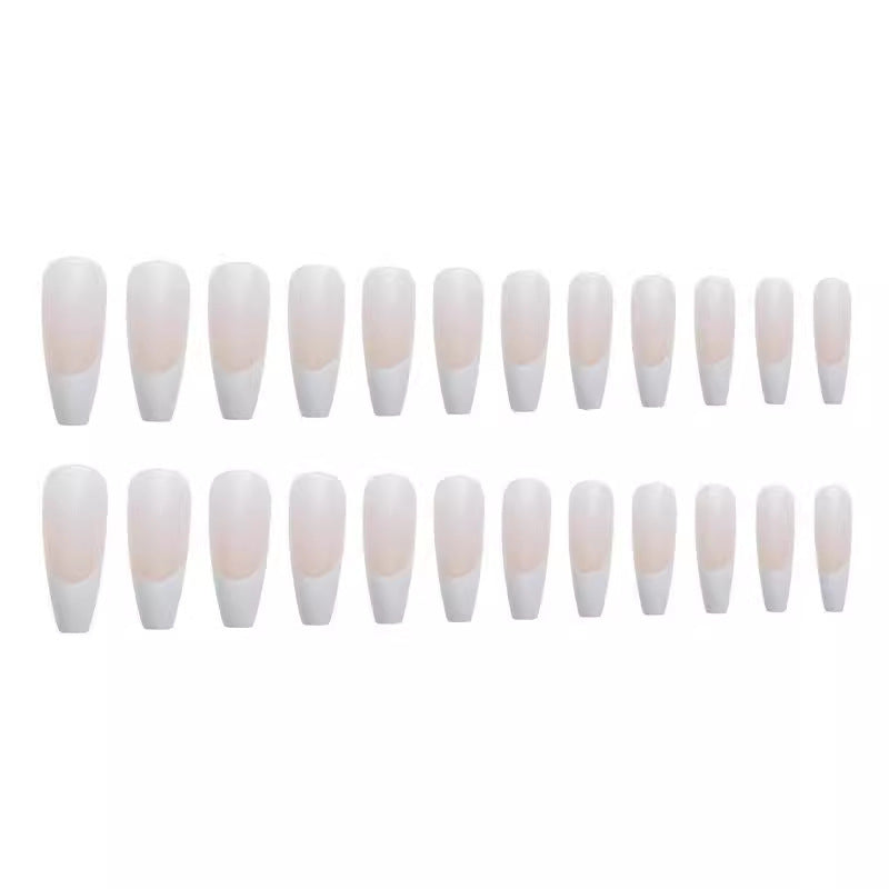 254 Round Art French-Style Fake Nail Tips Wearable Nail Stickers Ready-Made Nail Stickers 24pcs, Nail Art, Ballet Shape Nails, French Manicure, Reusable Nails, Durable Stickers, False Nails, Press On Nails, Beauty Lovers, Par