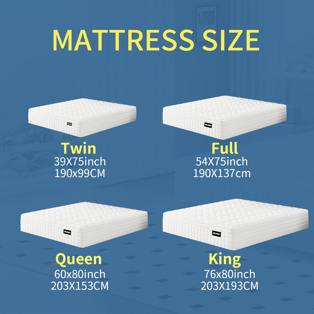 10in/12in Twin, Full, Queen, KingMattress White Memony Foam And Spring, Euro Top Mattresses Medium Firm for Motion Isolation, Edge Support, 100 Night Trial Firmness, Lumbar Support, for Home RoomsHotels, Boxed