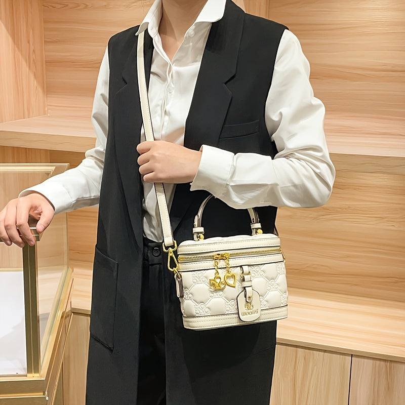 [Luxury Box Bag] High-End Retro Mini Box Bag | Light Luxury Niche, Women's Cross-Body Bag, Zipper Closure, Detachable Shoulder Strap, Valentine's Day Gift for Girlfriend, Perfect for Daily And Commuting Us