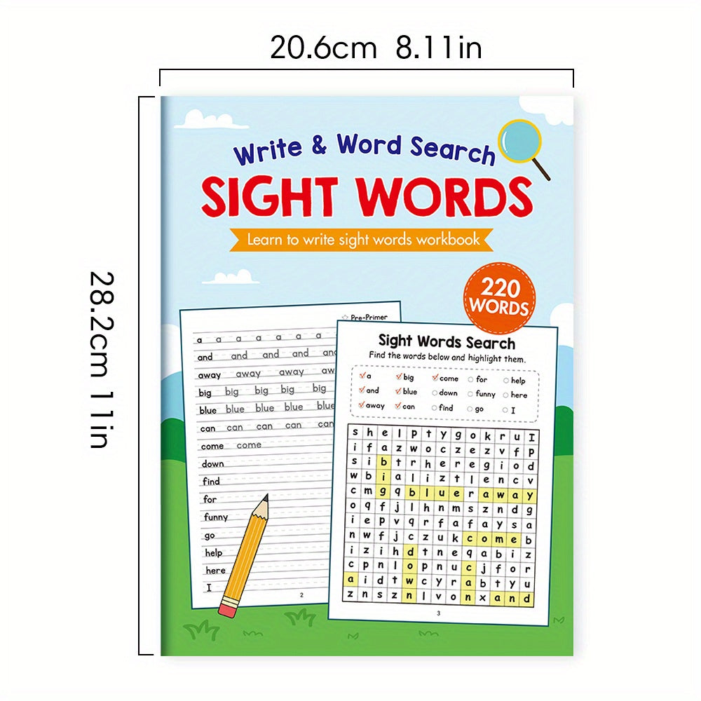 [LACHILLY 220 Workbook] LACHILLY 220 Sight Words Workbook | Mixed Color Paper with Fun Word Search for Kids | Learn to Write & Handwriting Practice Affordable Reading & Writing Skills Book Back to School