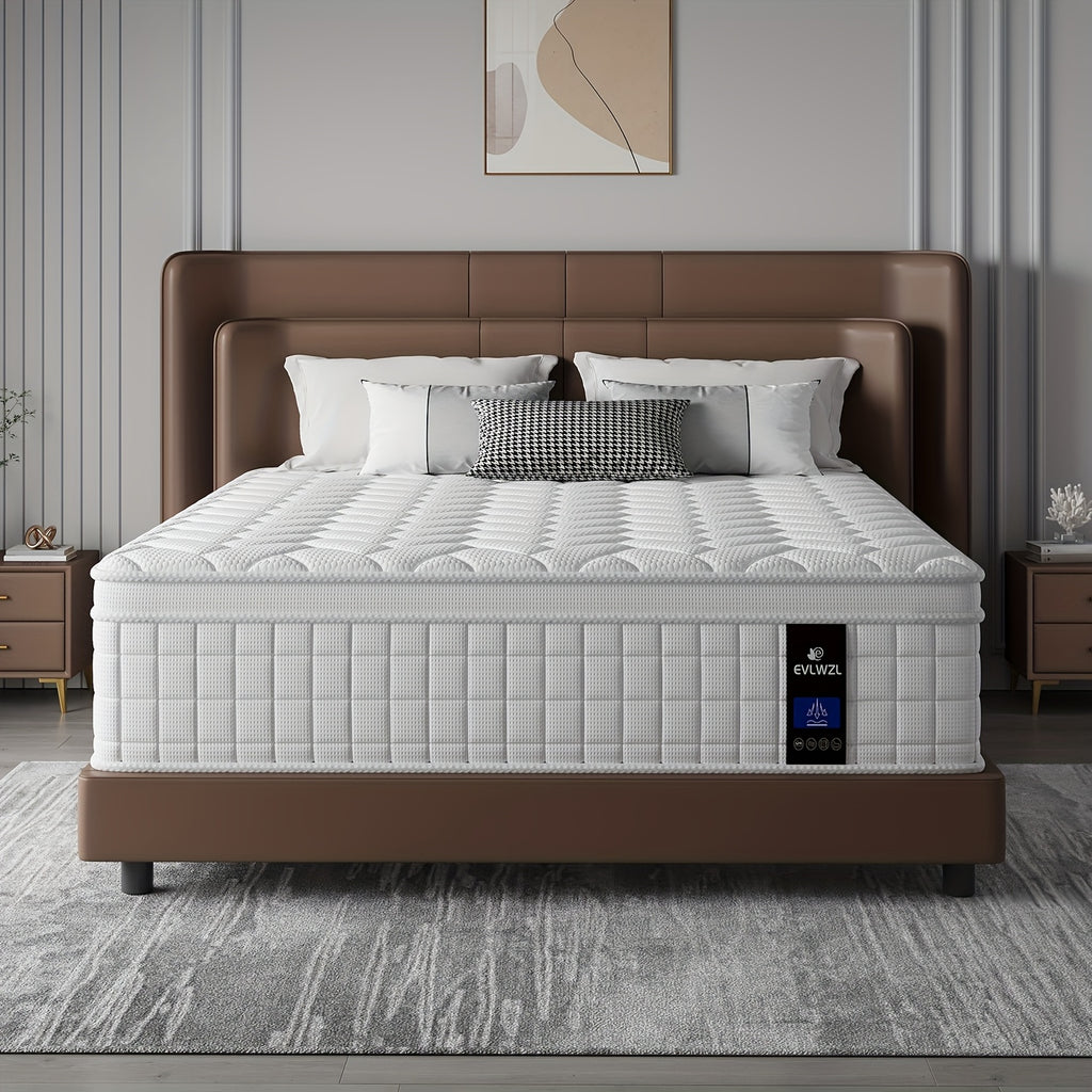 10in/12in Twin, Full, Queen, KingMattress White Memony Foam And Spring, Euro Top Mattresses Medium Firm for Motion Isolation, Edge Support, 100 Night Trial Firmness, Lumbar Support, for Home RoomsHotels, Boxed