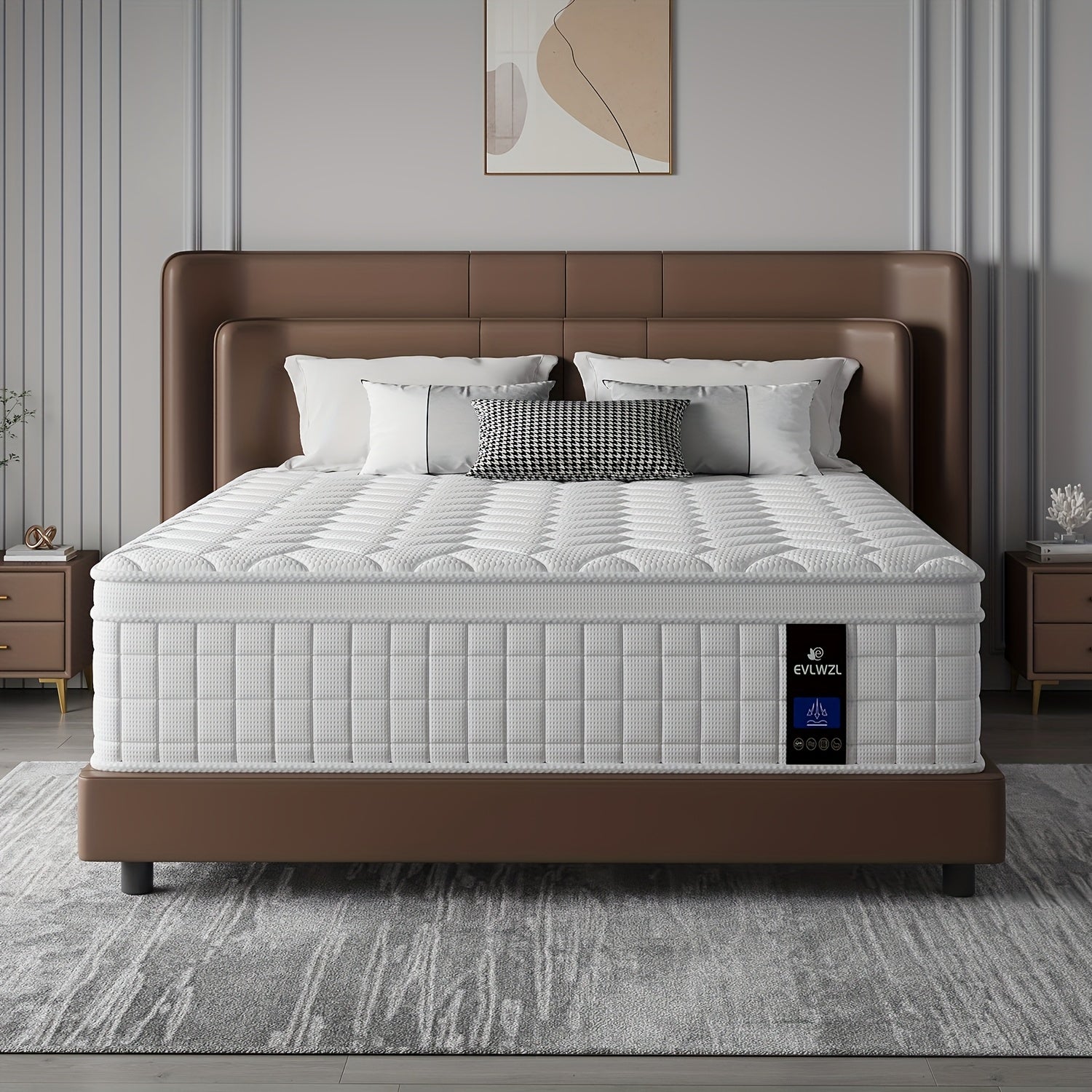 10in/12in Twin, Full, Queen, KingMattress White Memony Foam And Spring, Euro Top Mattresses Medium Firm for Motion Isolation, Edge Support, 100 Night Trial Firmness, Lumbar Support, for Home RoomsHotels, Boxed