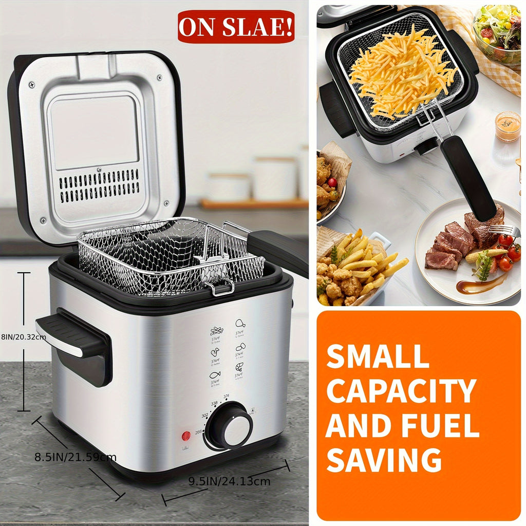 SUSTEAS 1500W Smokeless Electric Fryer with Precise Temperature Control, Removable Basket & Non-Stick Basket - Large Capacity for Home/Commercial Use, Dishwasher-Safe, Compact Design - Ideal Gift for Cooking Enthusiasts & Fat