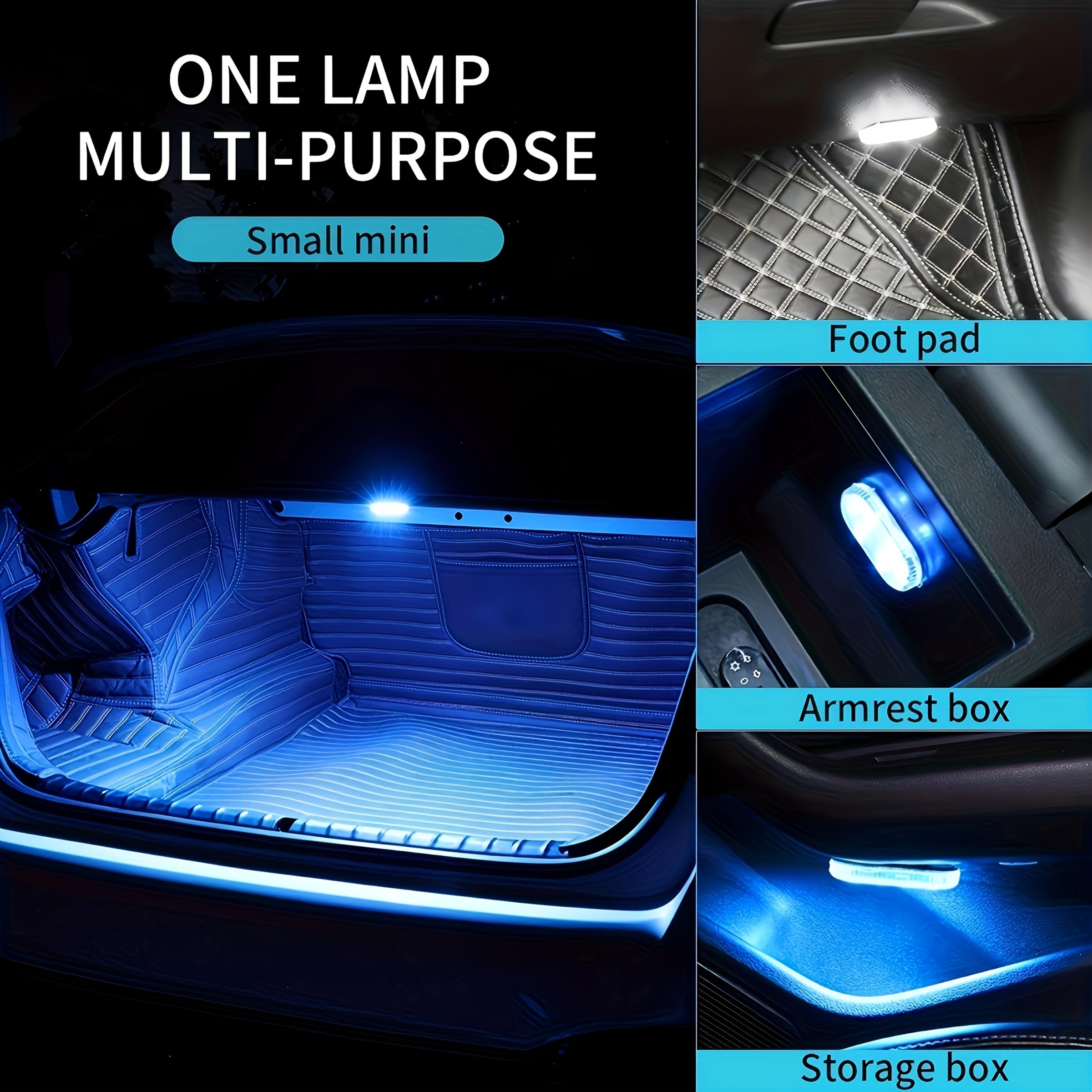 [RGB Car Light] Wireless RGB Car Interior Ambient Lighting Kit | Colorful Decorative Lights, USB Rechargeable, Easy to Install | Perfect for Car and Home Use