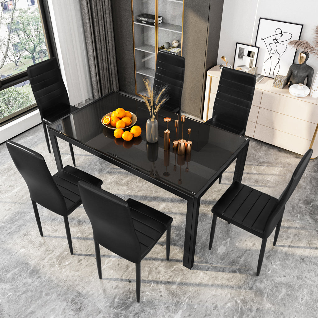 7-Piece Modern Glass Dining Table