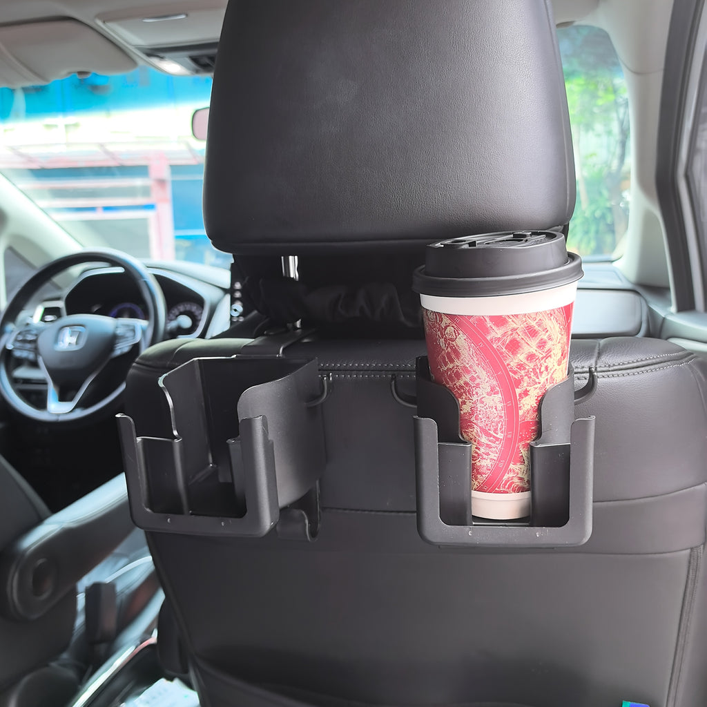 2pcs multi-functional car seat back storage rack with cup holder, mobile phone holder and hook - suitable for most models, can hold water bottles, milk tea bags, garbage bags and glasses, Car Storage, Cup Holders For Back Sea