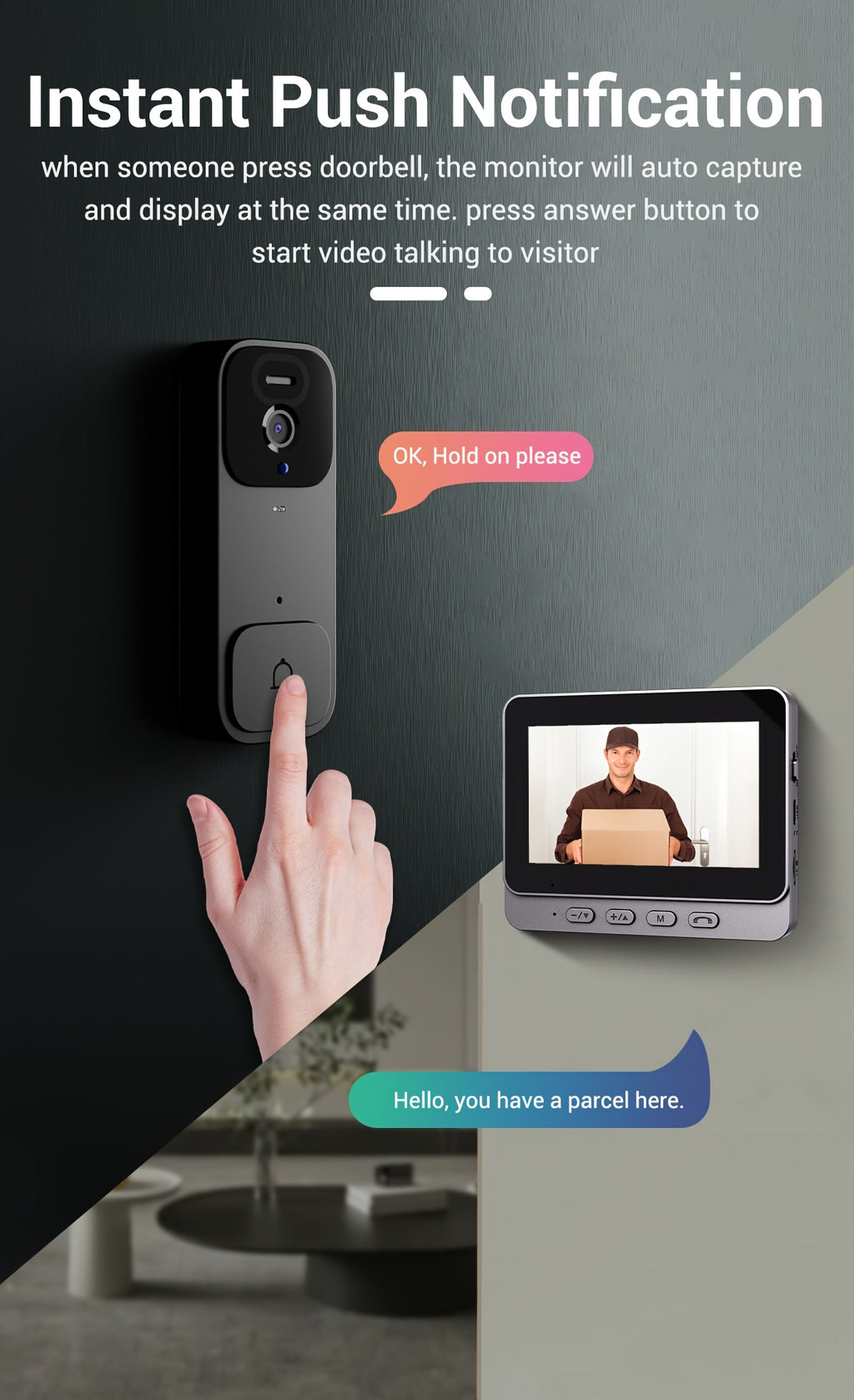 X7/NT601/X6 SMart Video Doorbell With 4.3" Display: No WiFi Needed & 128GB Storage | 300K Pixel Auto-Capture + 3+ Month Battery | 90-Min Charging - Home Security System For Apartments/Houses