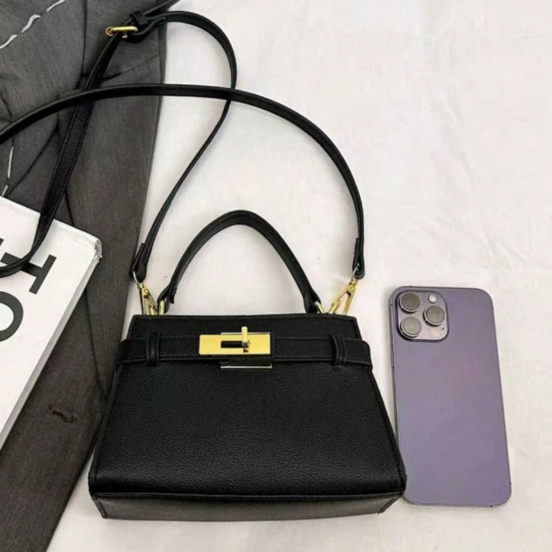 Women'S Elegant Business Casual Handbag - Structured Tote with Golden-Tone Hardware & Buckle Closure, Structured Crossbody Bag with Golden-Tone Hardware, Durable & Easy-clean Design For Office, Work, Travel - Perfect Mother'S