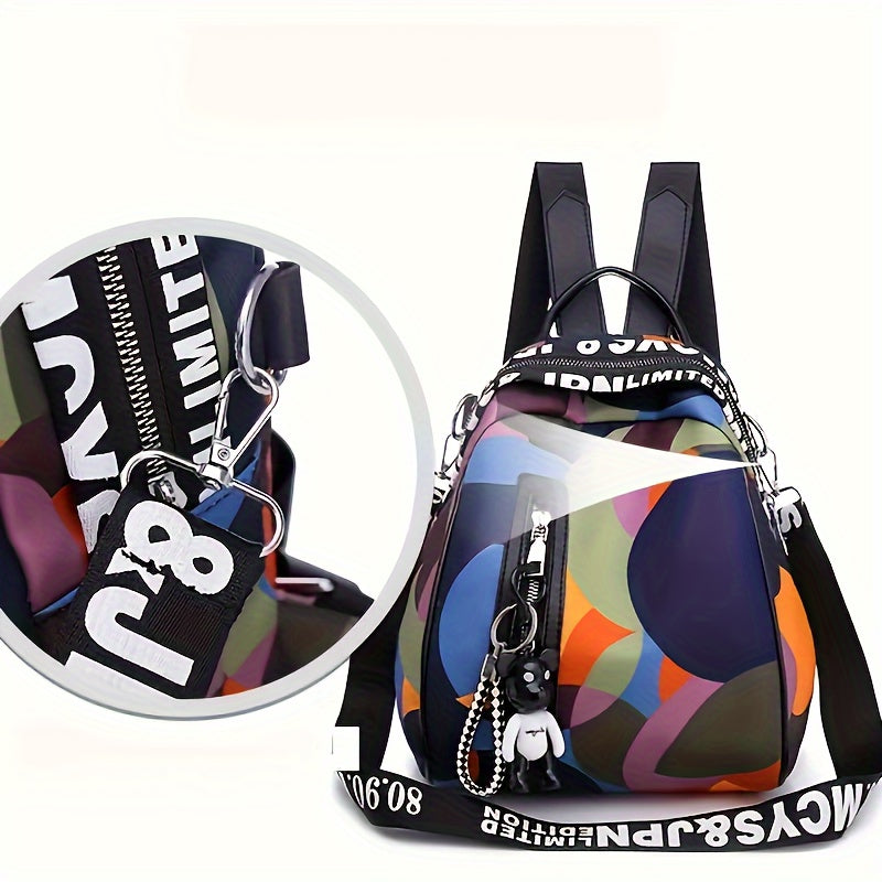 Fashionable Nylon Backpack, Large Capacity Book Bag, Casual Travel Bag with Stylish Prints, Backpack for School, Commuting And Travel