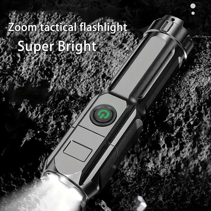 Baihuibri 1pc powerful variable focus flashlight, multifunctional portable household small flashlight, telescopic zoom light, rechargeable, suitable for outdoor lighting, work, exploration hiking