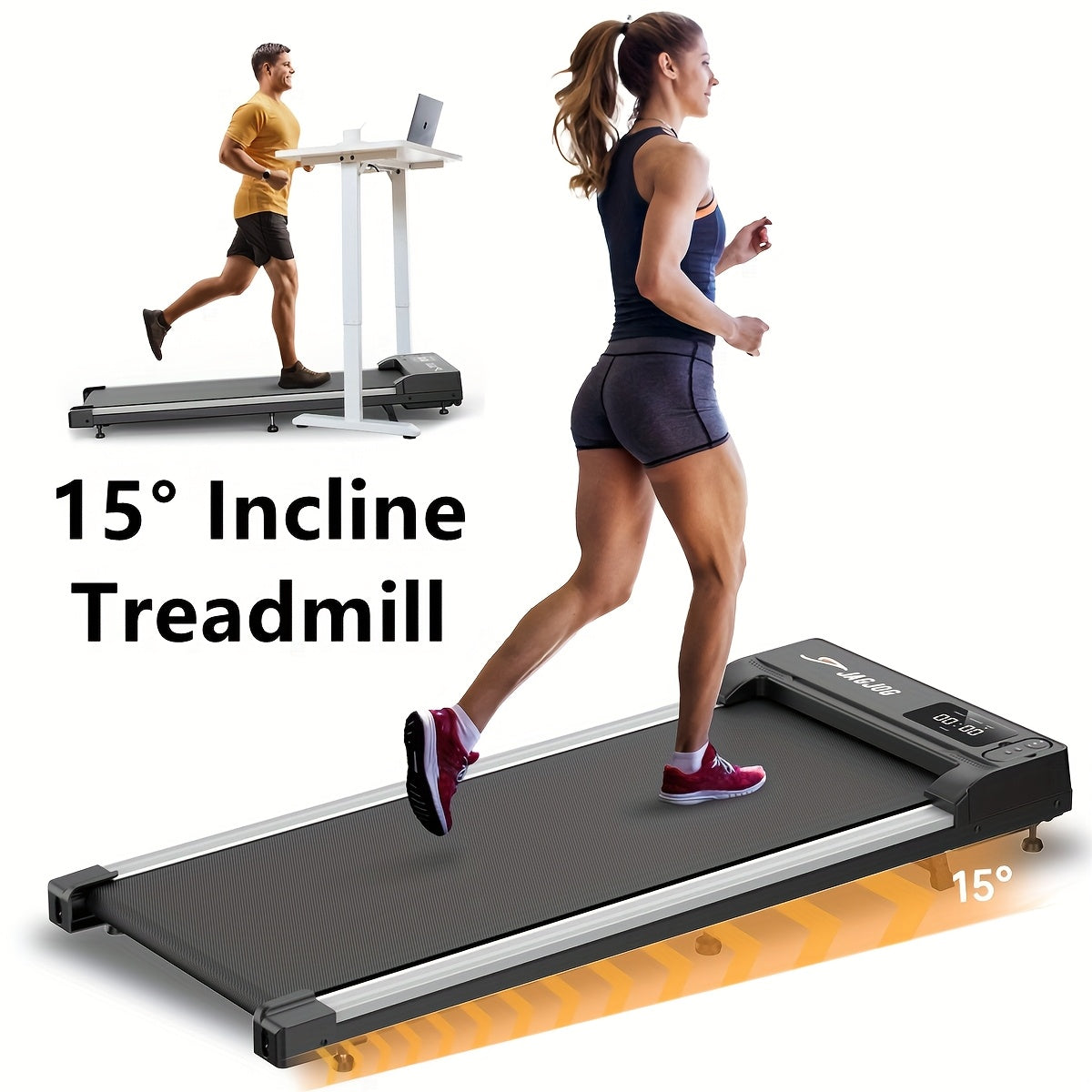 Portable Under Desk Walking Pad Treadmill, Support 2.5HP Lightweight Home Office Fitness Treadmill, 2-in-1 Walking Pad for Walking And Jogging Quiet, 265Lbs Capacity with Remote Control & LED Display, Stepping, Walking Traini