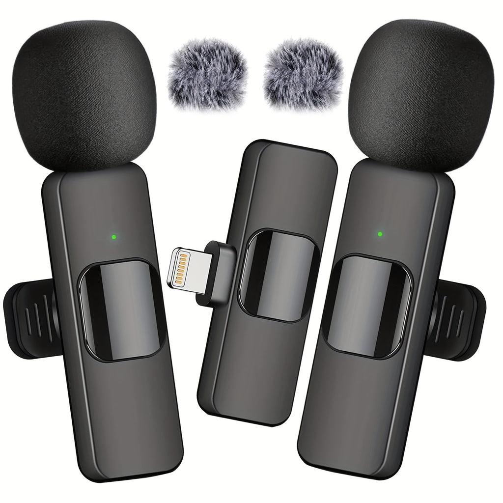 Wireless Lavalier Microphone, Clip Microphone for iPhone iPad Android, USB-C Cordless Plug And Play, Audio Video Recording Live Streaming Interviews Voiceover, Portable Compact Design